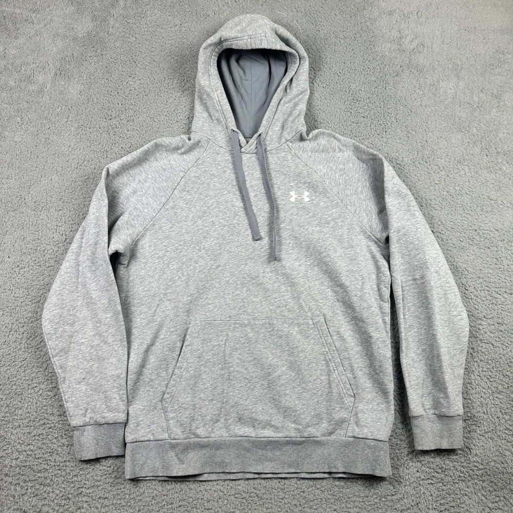 Under‎ Armour Hoodie Mens Medium Grey Heathered Rival Fleece Pullover Outdoor